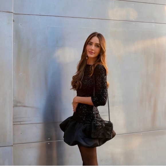 ZARA ZW COLLECTION FLYAWAY SKIRT SEQUIN DRESS - Picture 1 of 12